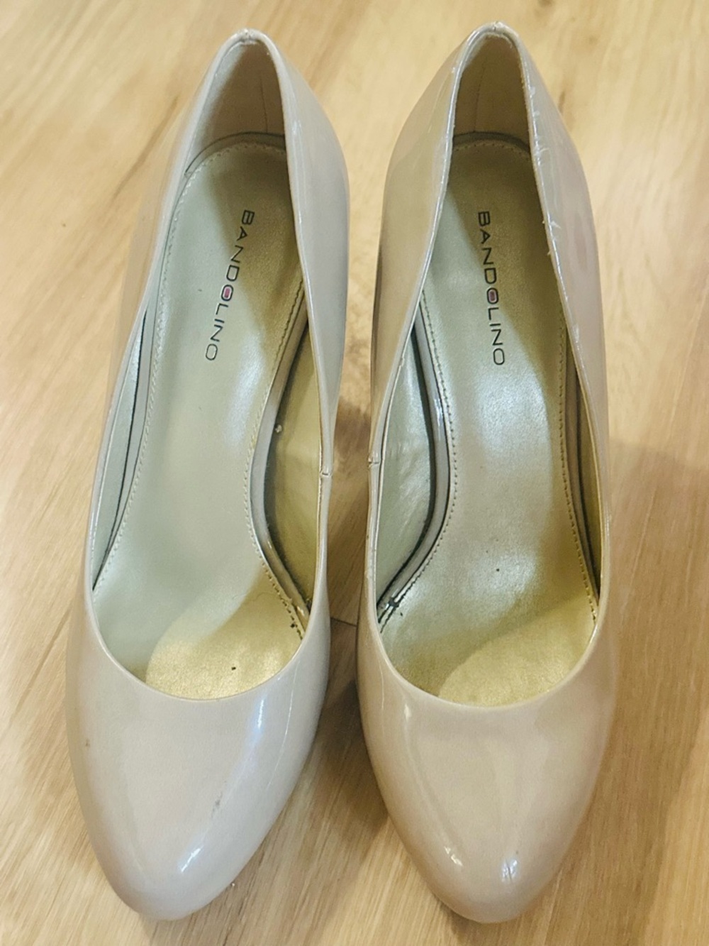 Bandolino Nude Patent Round-Toe Pumps